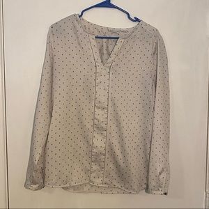 Liz Claiborne medium cream black print blouse shirt long sleeve work office